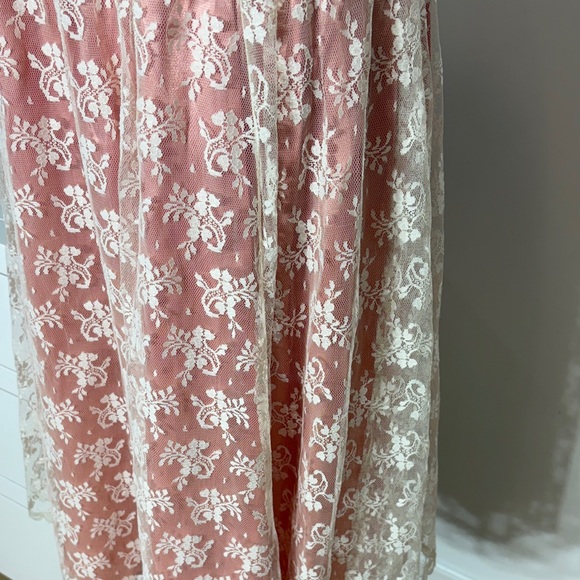 VINTAGE Gunne Sax Pink and White Lace Midi Dress - Picture 5 of 10